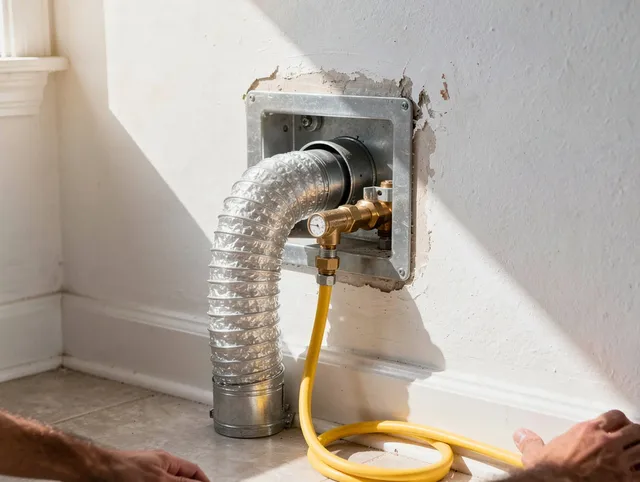 Cimarron Hills Dryer Vent Cleaning certified technician performing specialized gas dryer vent cleaning in Cimarron Hills